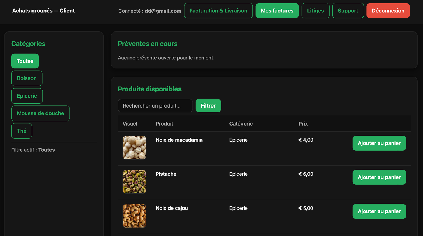 Client catalogue